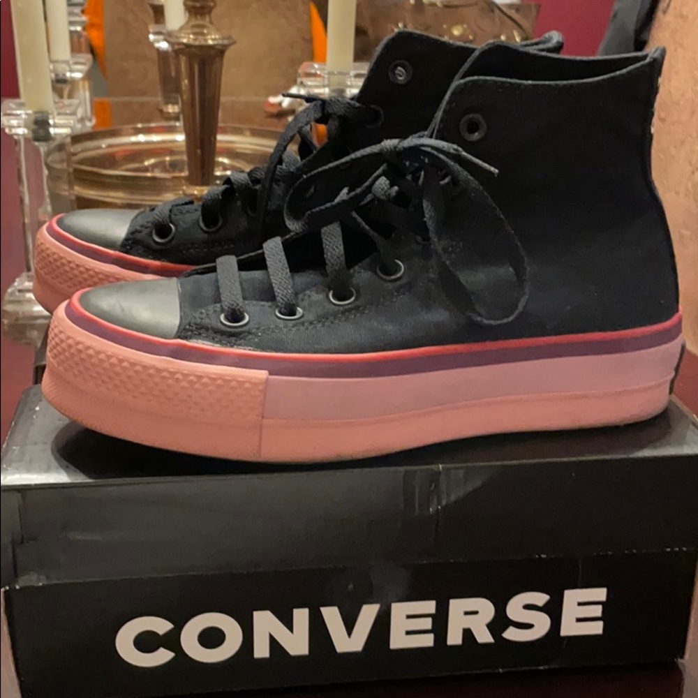 Converse platform high top sneakers. OPI collab.